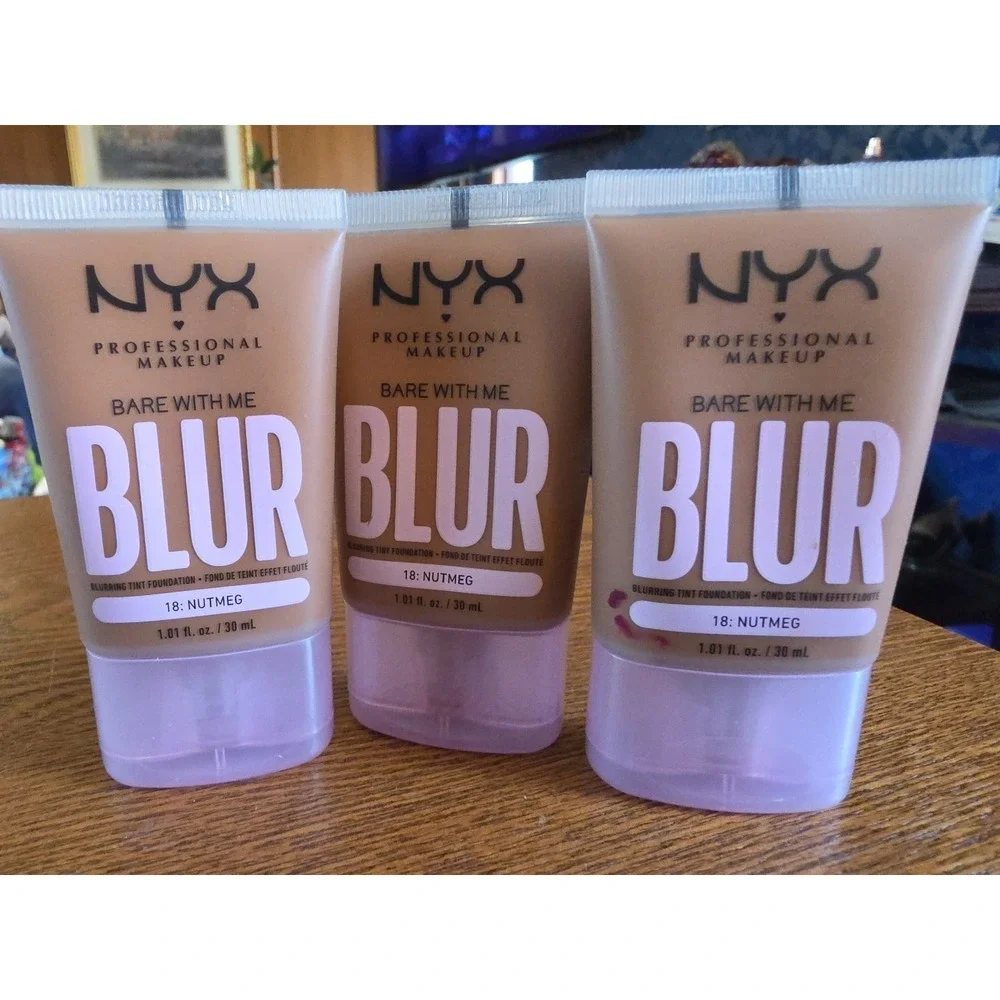3 NYX‎ Bare With Me Blur 18 Nutmeg NEW Blurring Tint Foundation